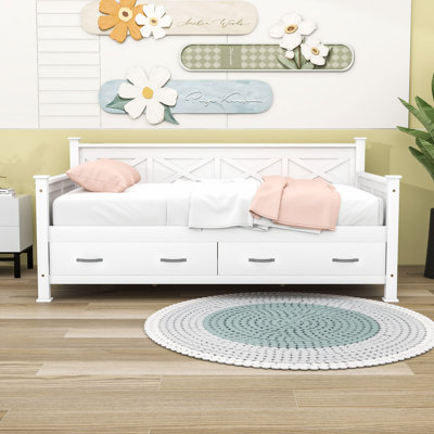 Twin Size 2 Drawers Wooden Daybed