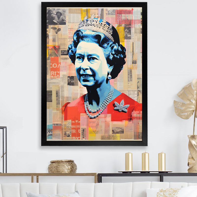 Pop Art Queen Elizabeth's Magazine III, Cadre simple noir, H 20 po x l 12 po x P 1 po