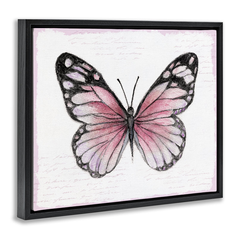 Pink Monarch Butterfly, Jet Black Floater Frame, 17" H x 21" W