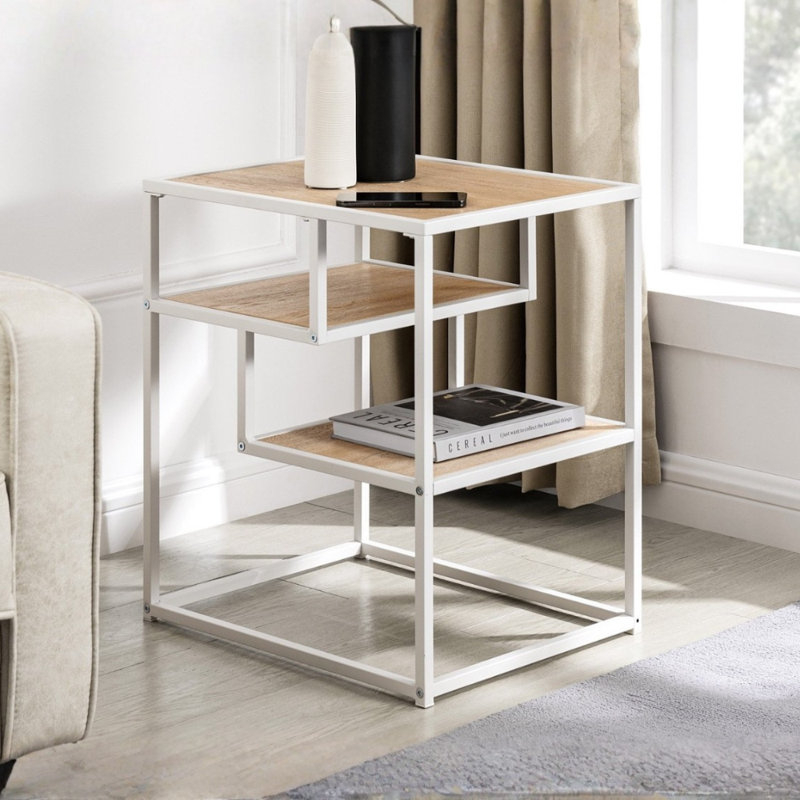 Table d'appoint avec plusieurs tablettes ouvertes (blanc), White