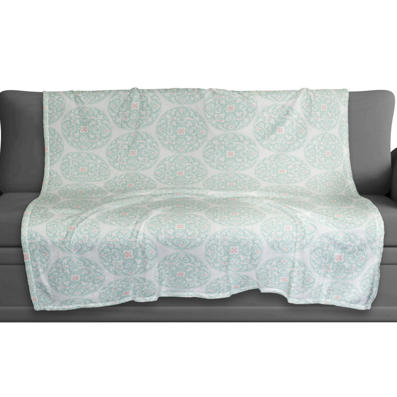 Morrocan Circle Hand Woven Throw Blanket, Teal