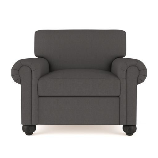 Leroy Armchair, 36" H x 41" W x 43" D, Crushed Velvet Alabaster, Weathered
