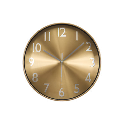 Clocks, 12" Round, Wall Clock, Gold Face, Gold Frame, Contemporary, Modern