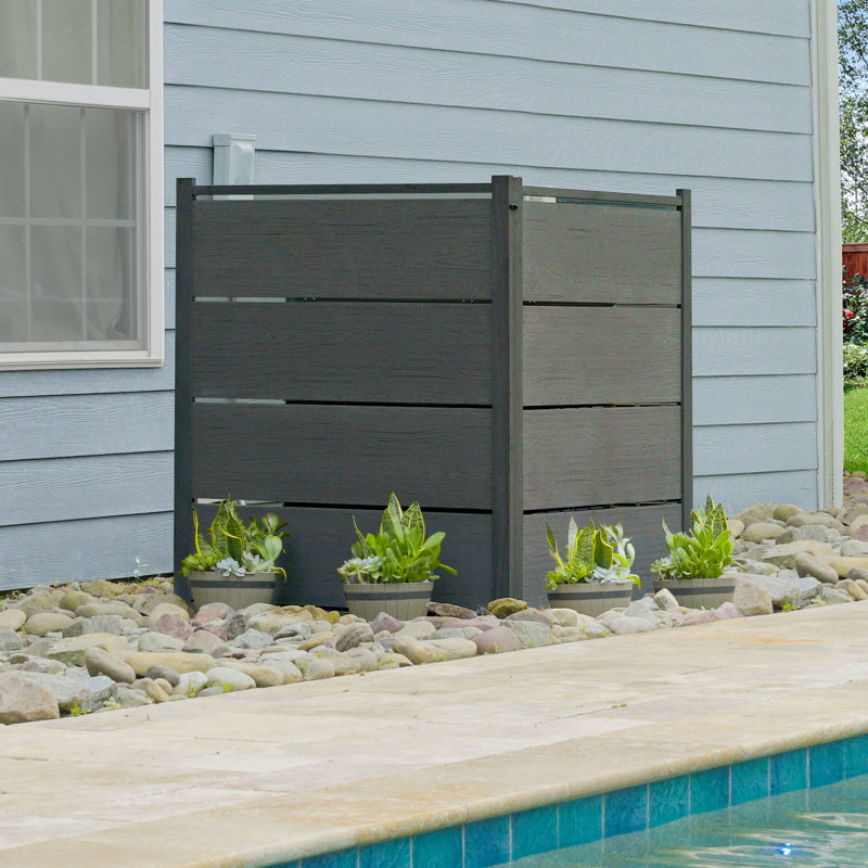 Enclo Privacy Screens Bessemer 4 ft. x 3.3 ft. WoodTek Vinyl Charcoal Privacy Screen Kit 2-Panel