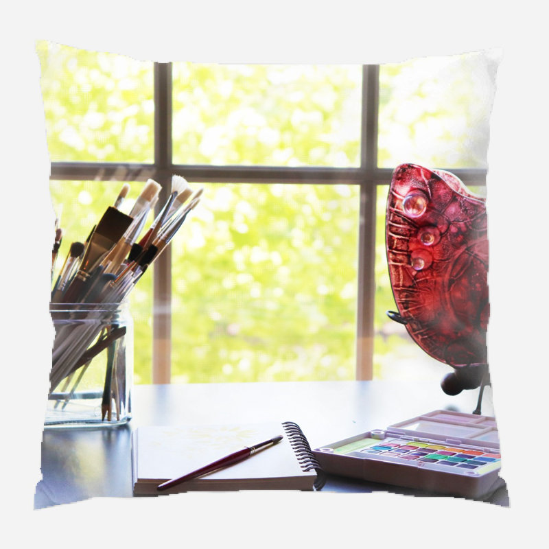 Coussin décoratif paint Blume, Microsuède, Intérieur