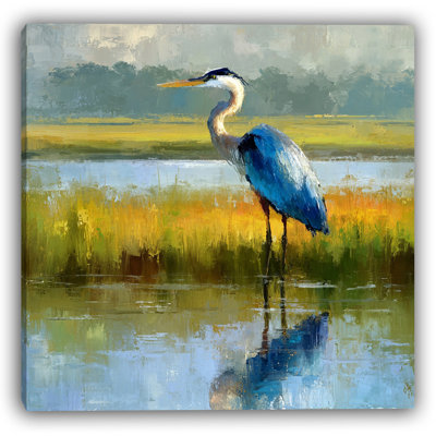 Marshland Glow Heron Wrapped Canvas Wall Art