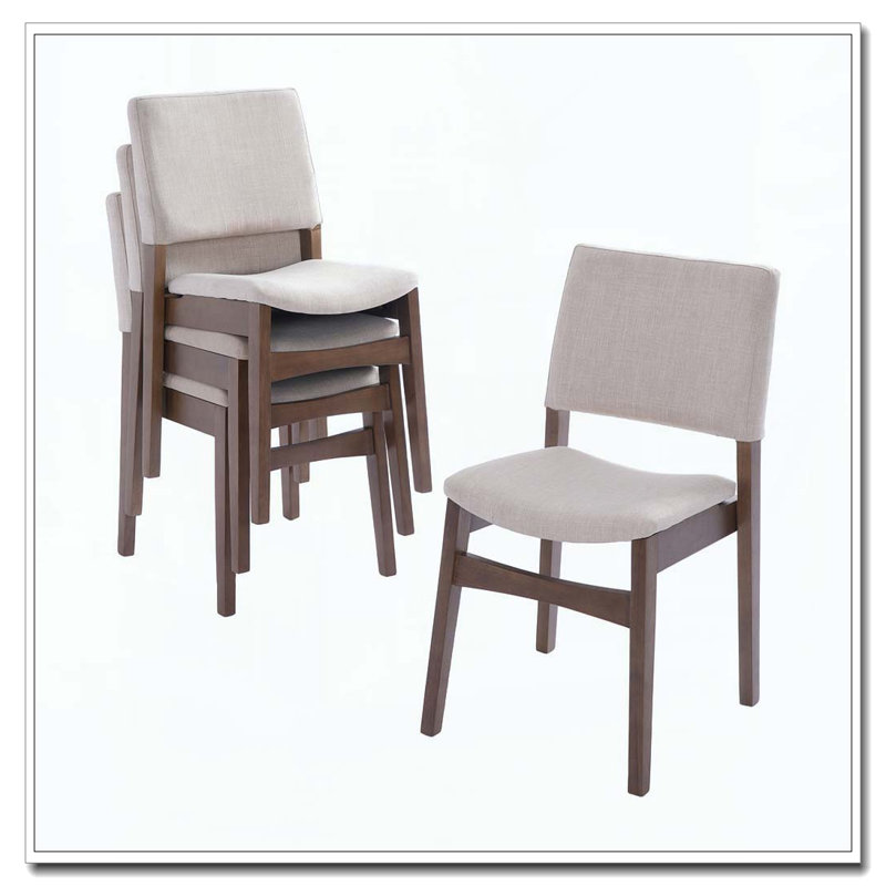 Ensemble de chaises de salle à manger rembourrées empilables, 2, Noyer foncé