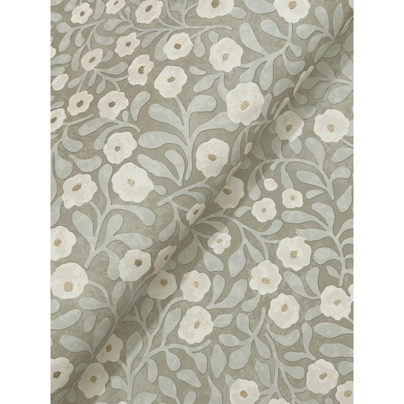Papier peint floral Poppy Trail, Turquoise