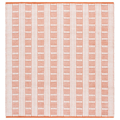 Vermont 951 Flatweave Wool/Cotton Geometric Rug in Orange/Ivory