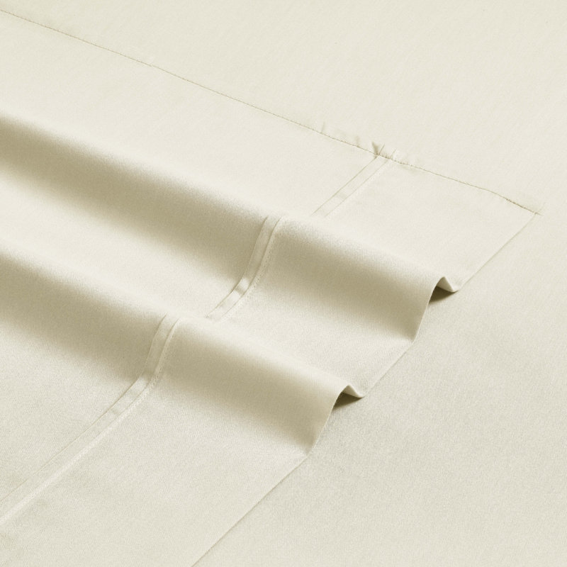 Ensemble de draps en coton mélangé 1500 fils, Ivoire, Ensemble de draps très grand californien avec 2 t