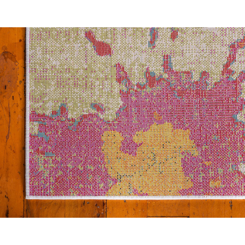 Tapis rose à motif abstrait Elvia, Rectangle 3 pi 3 po x 5 pi 3 po