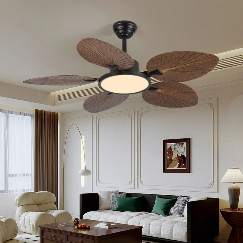 52'' Leaf Ceiling Fan With Led Lights