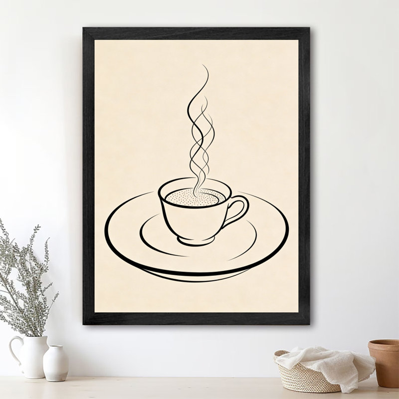 Black Framed Vintage Coffee Wall Art Modern minimalism Style Framed Prints, 37" H x 25" W