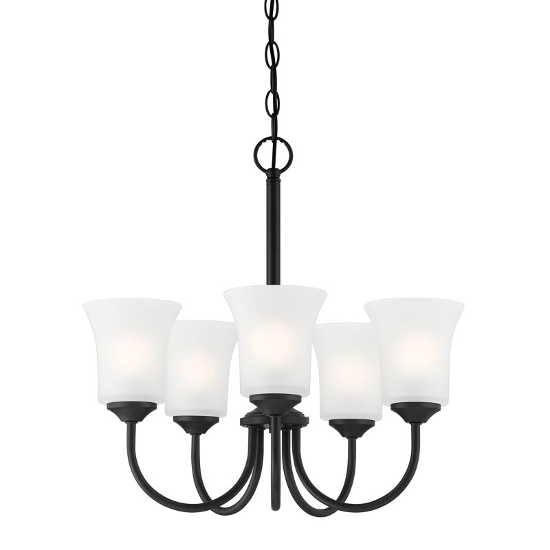 Jhurilal 5 - Light Dimmable Classic / Traditional Chandelier, Matte Black