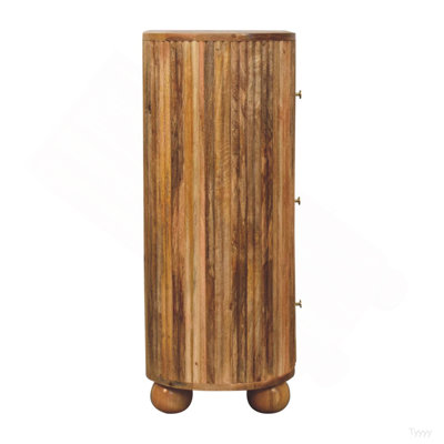 Commode en bois massif Soba, 3 tiroirs, brun clair