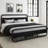 Metal  Bed Frame with LED Headboard and Footboard, Rustic Industrial Heavy Duty Wooden Platform Bed Frame with Under Bed Storage, Noise Free, No Box Spring Needed-488578641-488578645