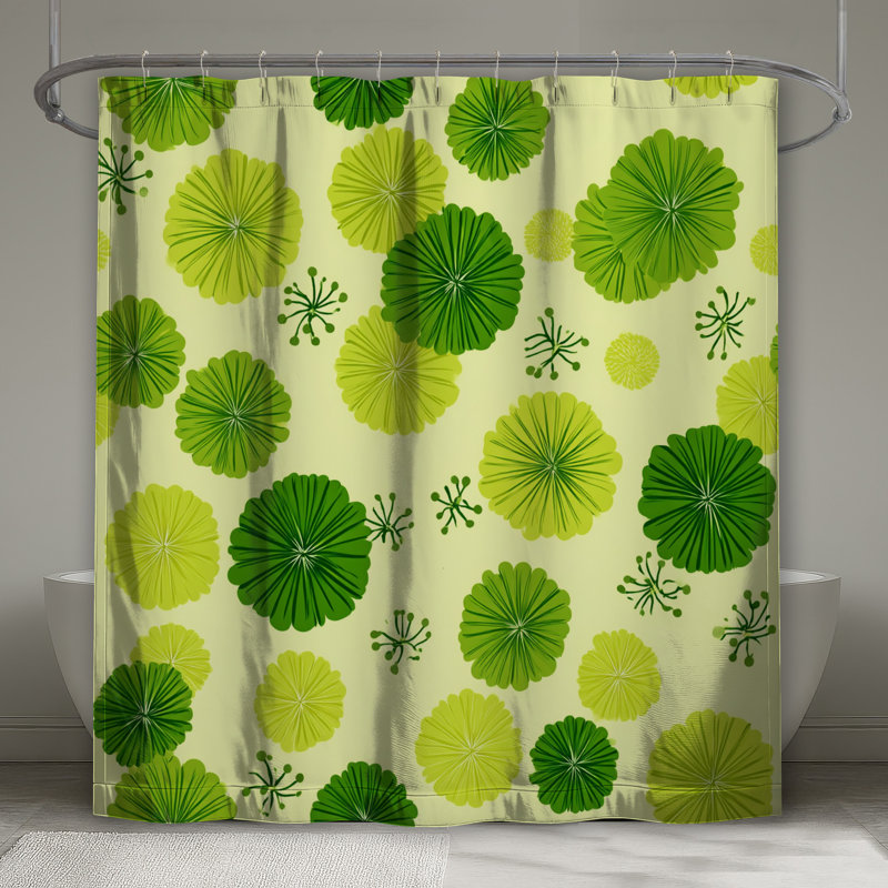 Rideau de douche à motif floral scandinave, 70in W x 93in H