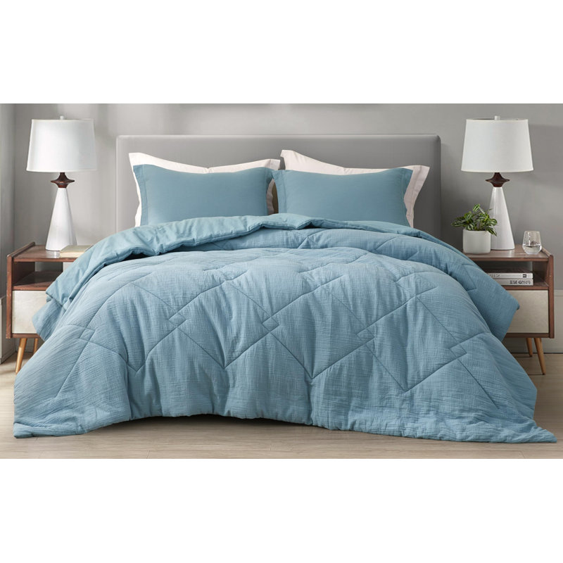 Skye Cotton Gauze Thin Comforter Set, Blue, Twin XL Comforter + 1 Standard Sham