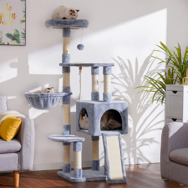 Arbre à chat Evalena, H 59,06 po x l 15,75 po x L 17,72 po, Gris clair