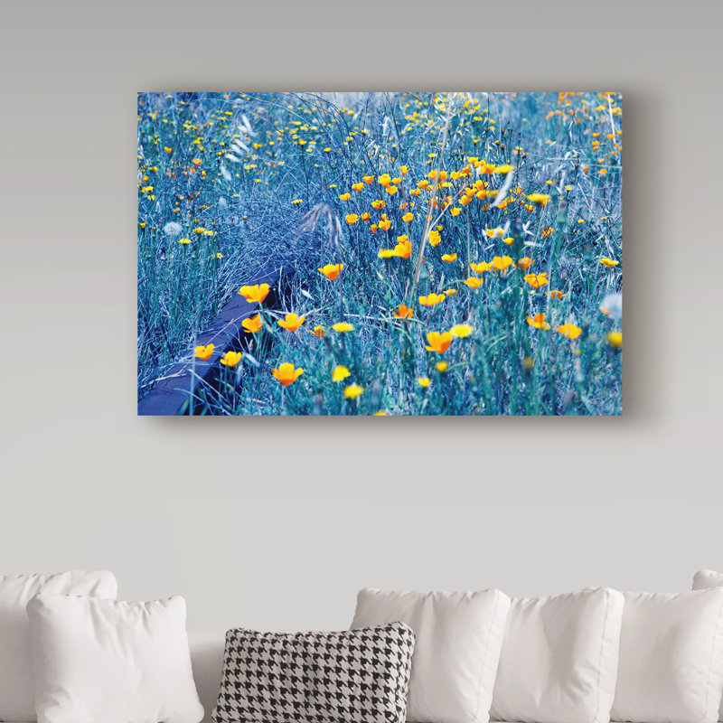 Large Blue and Yellow Floral Canvas Art