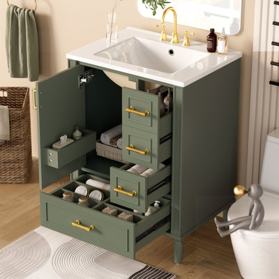 Meuble-lavabo moderne avec lavabo en céramique, porte à fermeture en douceur et beaucoup de rangement pour des salles de bain élégantes et fonctionnelles