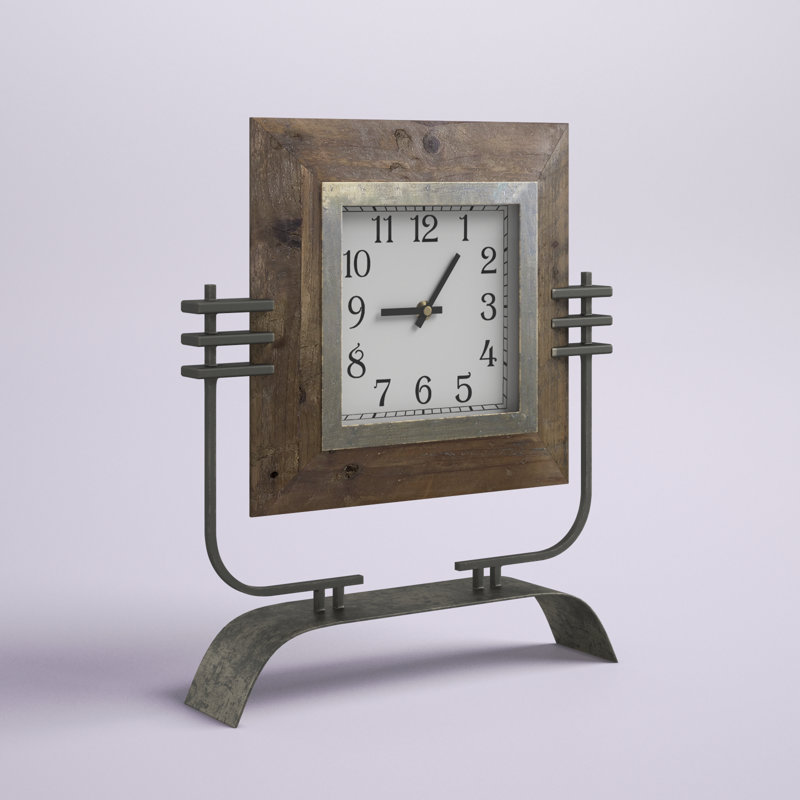 Industrial Analogue Metal Mechanical Tabletop Clock in Brown/Black/Silver