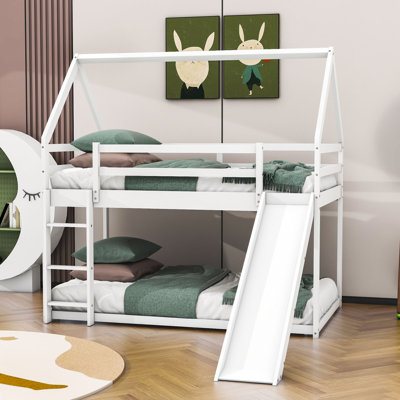 Lit superposé simple en bois avec glissière et échelle Romel