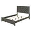 Rustic Grey Finish Full Size Bed With Geometric Design And Pattern, Contemporary Bedroom Furniture Of Solid Wood Frame In Style Finish, Headboard-1551496566