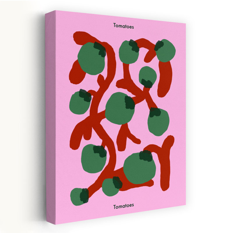Tomate verte, art mural rose, H 18 po x l 12 po
