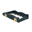 Lit plateforme simple avec thème voiture de course et espace de rangement, fabrication en bois fiable pour les roues de confort de la chambre à coucher - bleu foncé + jaune, longévité solide, conception confortable
