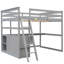 Lit mezzanine double avec bureau et tablettes, deux tiroirs intégrés