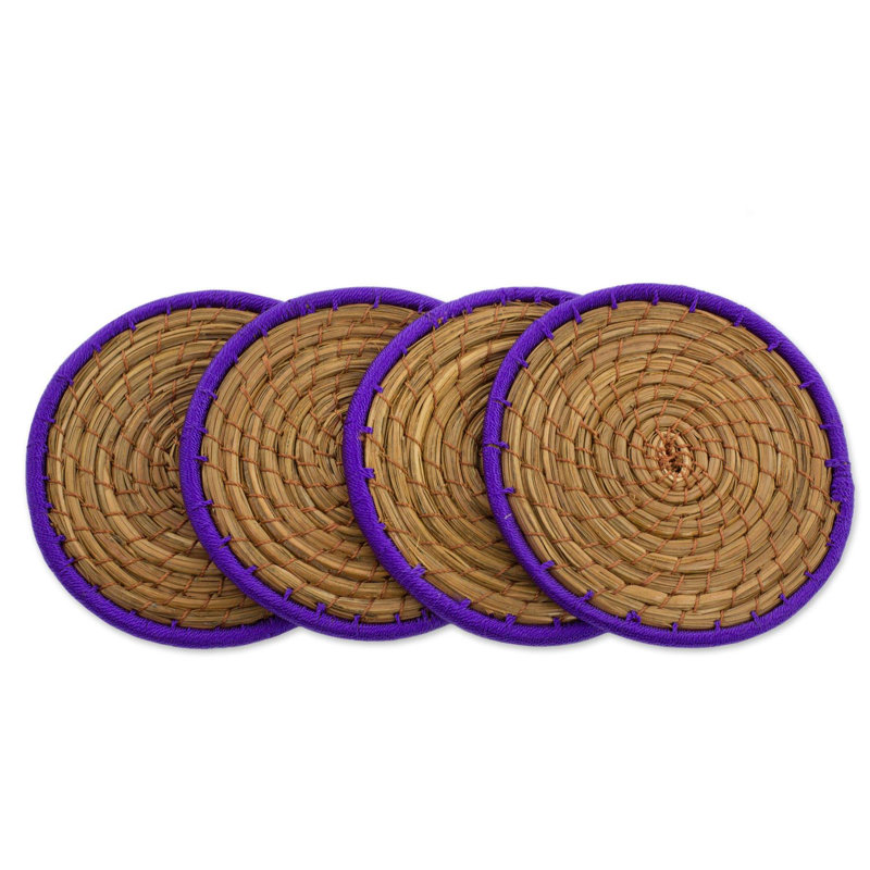 Ensemble de 4 sous-verres latins à toast en pin mauve
