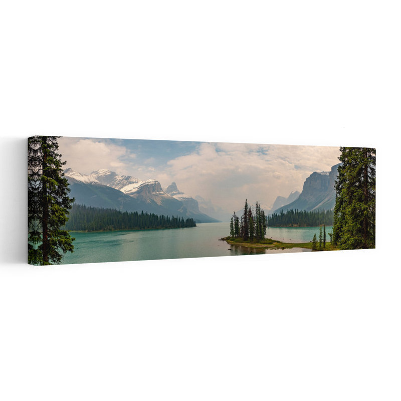 Serene Mountain Lake Island by Robert Stienstra - Wrapped Canvas Panoramic Print, 91.44 cm H x 30.48 cm W