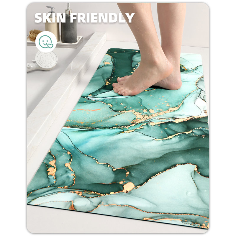 Zowie Non-Slip Bath Rug, 17" W x 43" L, Green