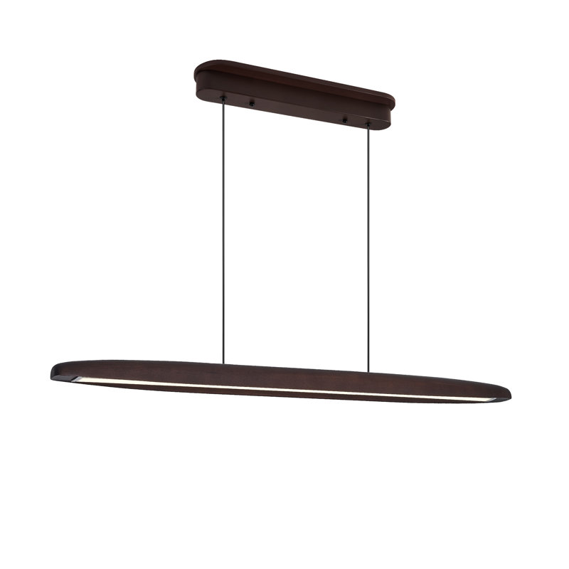 Luminaire suspendu linéaire en bois de noyer de 51 pouces à DEL avec télécommande - Lampe moderne à intensité variable pour salle à manger et îlot de cuisine