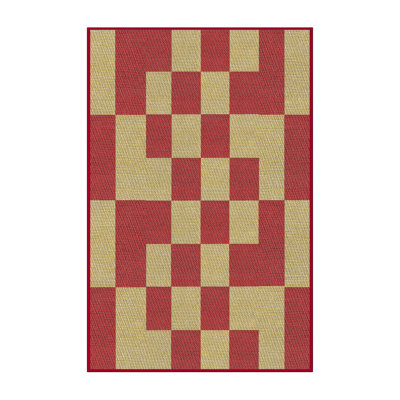 Tapis rouge/jaune à motifs