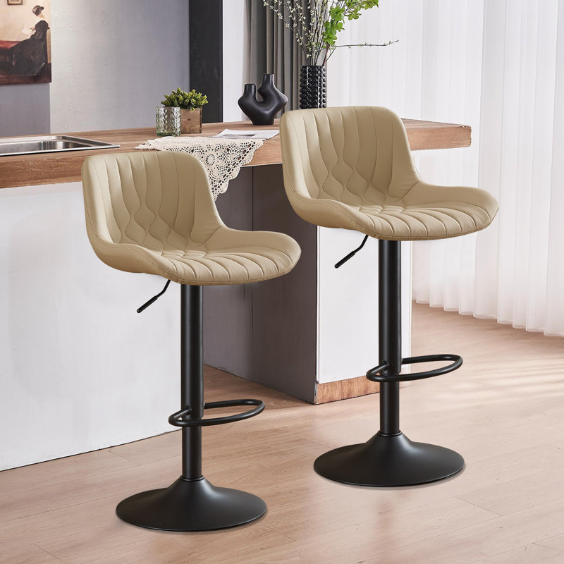 Swivel Adjustable Height Counter Stool With Footrest, Tan