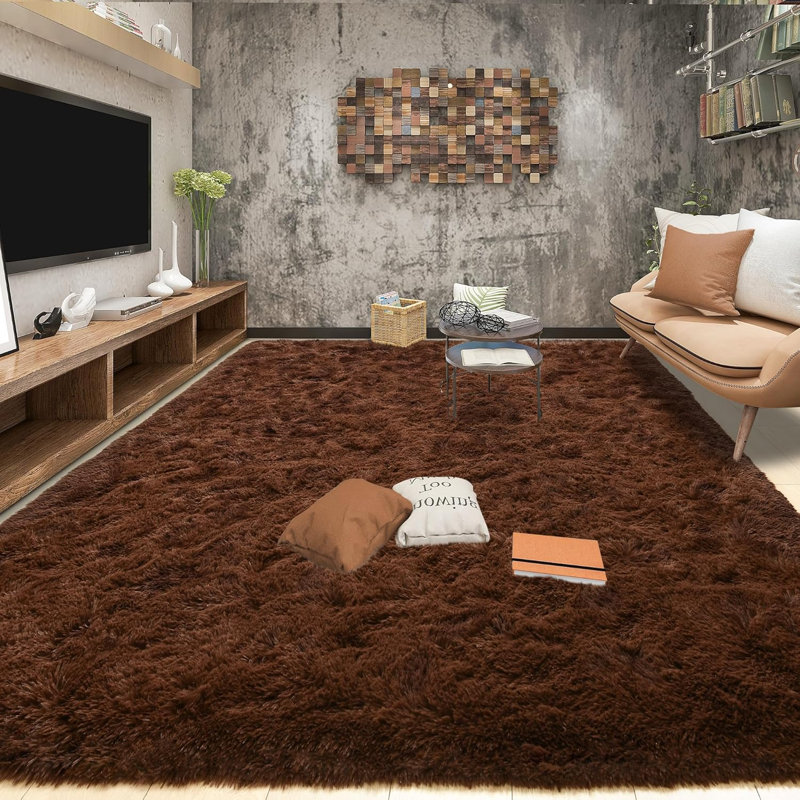 Solid Colour Shag Area Rug, Rectangle 122 x 183 cm 