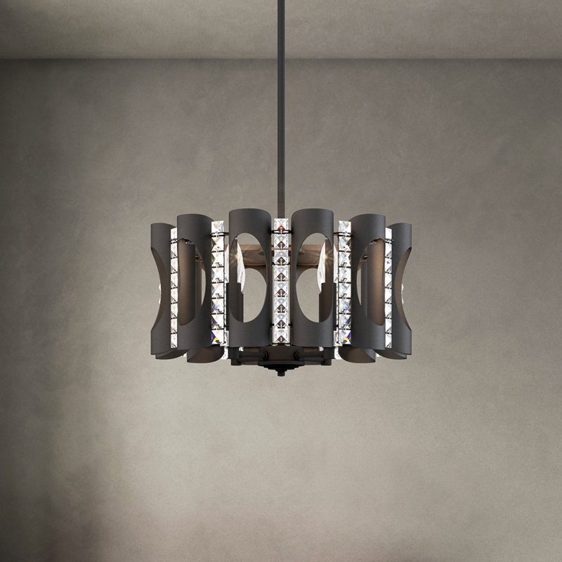 Twilight 4 Light 18in x 8.5in Pendant in White with Clear Optic Crystals, 157" H x 18" W x 18" D, 4 Lights