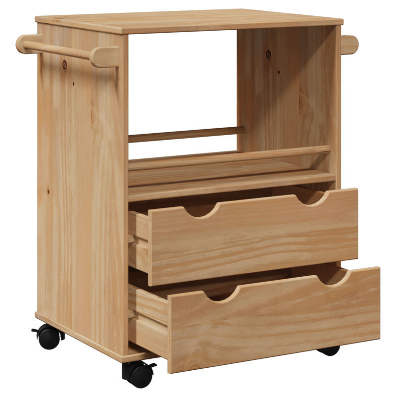 Alamak vidaXL Kitchen Trolley "OTTA" 59x45x80 cm Solid Wood Pine
