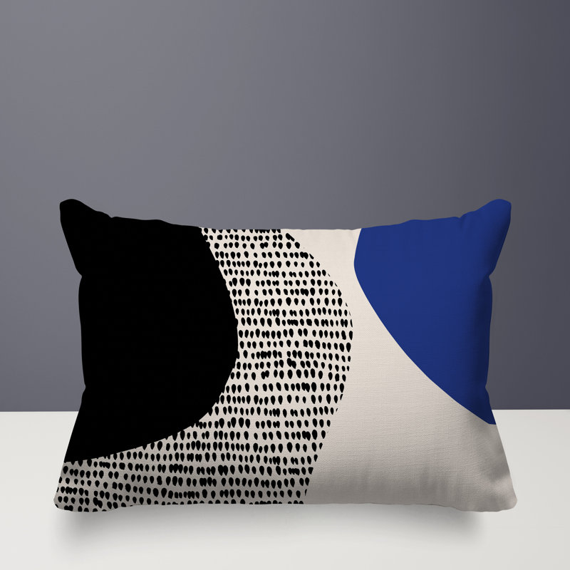 Coussin lombaire réversible intérieur / extérieur Vikka, H 14 po x l 20 po, Bleu marine / noir / blanc cassé