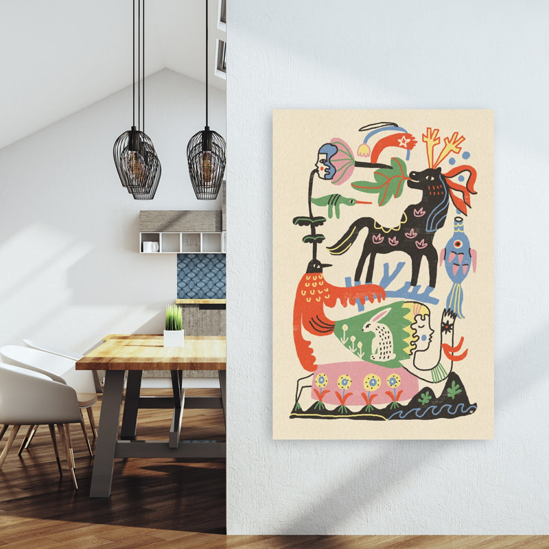Impression d'art mural enchanté «Folk Art», 60" H x 40" W