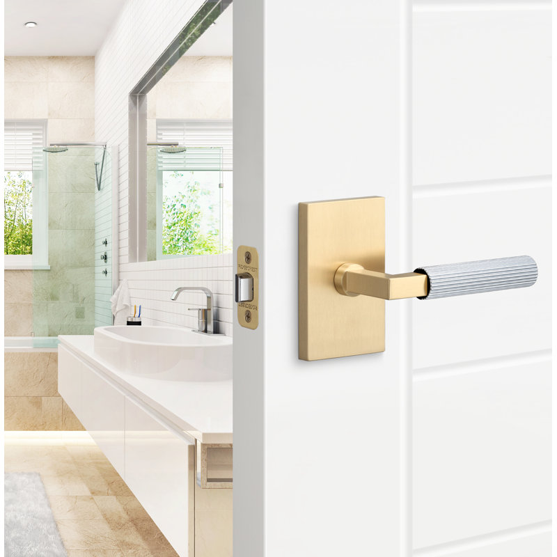 Levanto Passage Rosette, Straight Knurled Grip, Satin Brass/Satin Nickel