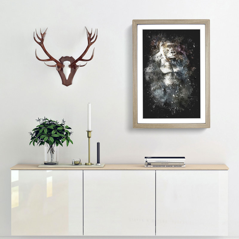 The Silverback Gorilla - Picture Frame Painting Print, 45cm H x 33cm W x 2cm D, Oak Framed