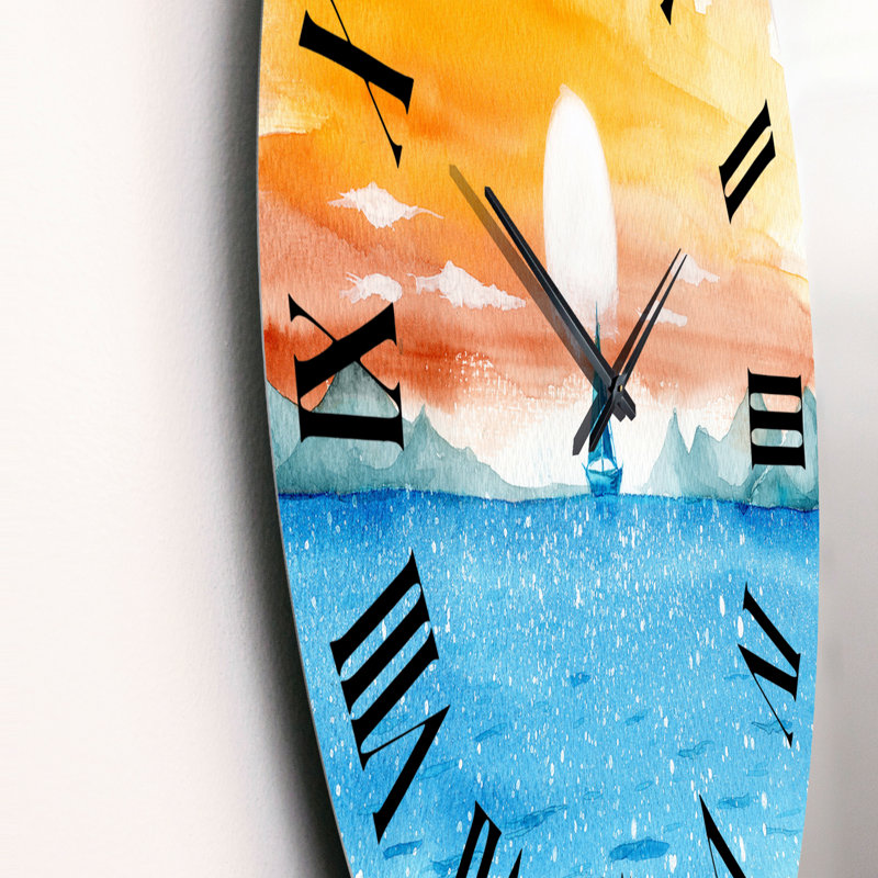 Horloge murale nautique et côtière bleue, Surdimensionné