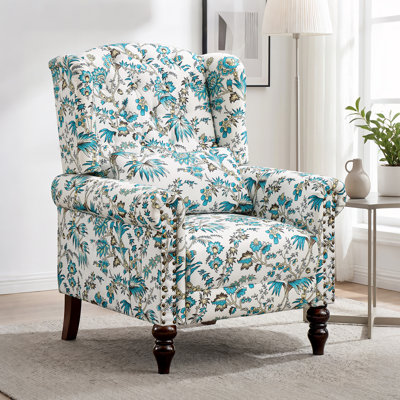 Fauteuil à oreilles capitonné et capitonné avec garniture cloutée pour le salon et la chambre à coucher