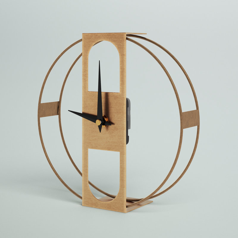 Gustav Stainless Steel Mechanical Tabletop Clock, Gold