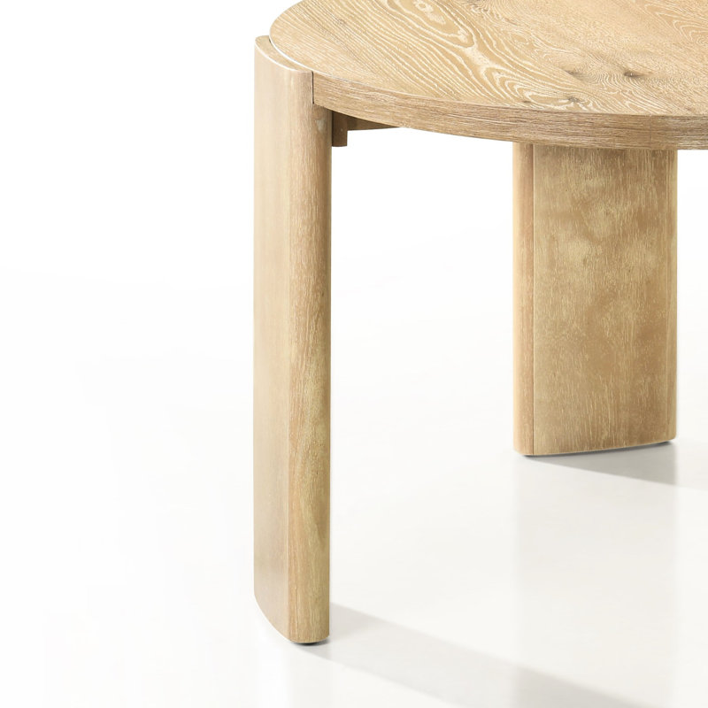 Table de salle à manger ronde de 47 po de couleur bois naturel, placage de chêne contemporain et attrayant