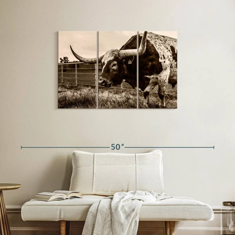 Sepia Longhorn, 24" H x 38" W