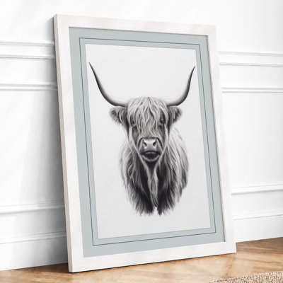 Highland Cattle Study Minimalist - Framed Print